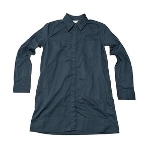 THINKING MU Women's Button Down Shirt Extra Long Blue Size Small 18.5 x 30